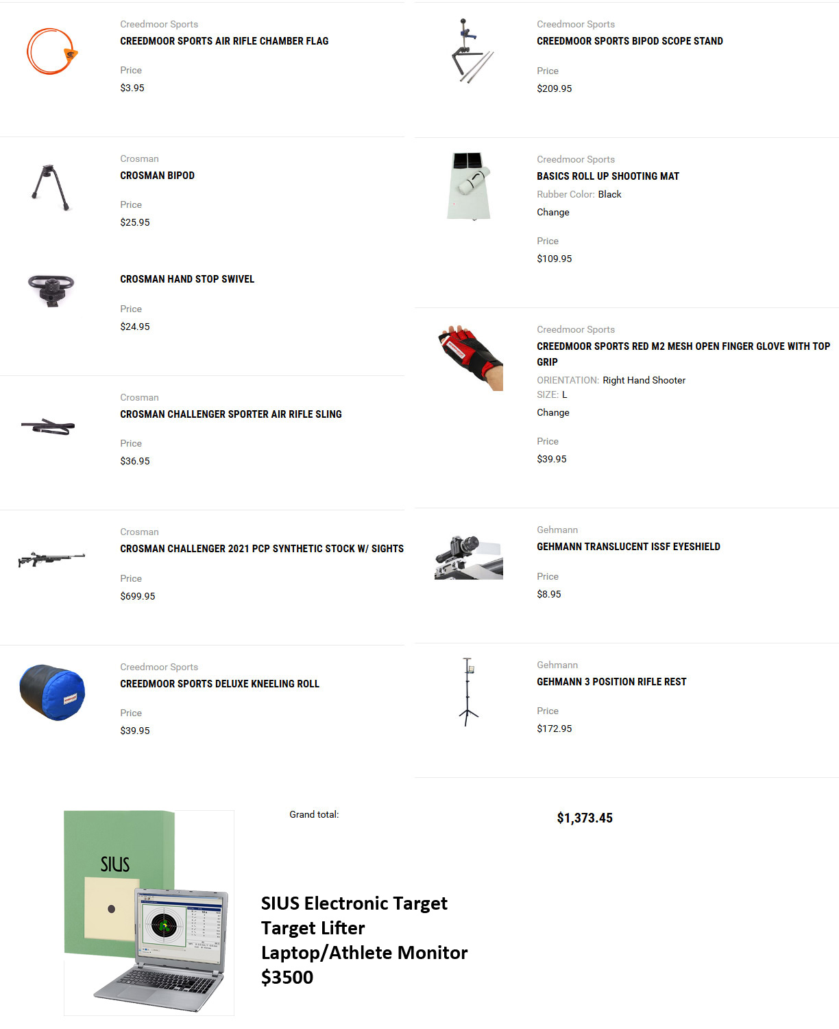 TNCME equipment list
